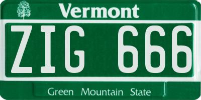 VT license plate ZIG666