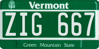 VT license plate ZIG667