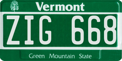 VT license plate ZIG668