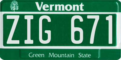 VT license plate ZIG671