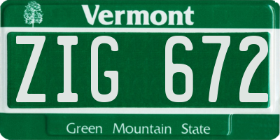 VT license plate ZIG672