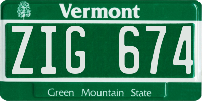 VT license plate ZIG674