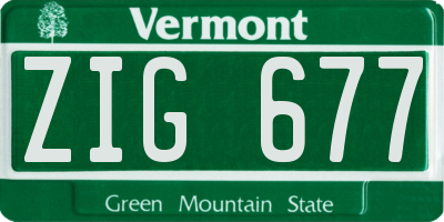 VT license plate ZIG677