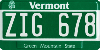 VT license plate ZIG678