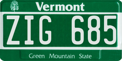 VT license plate ZIG685