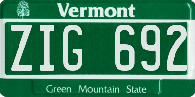 VT license plate ZIG692