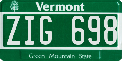 VT license plate ZIG698