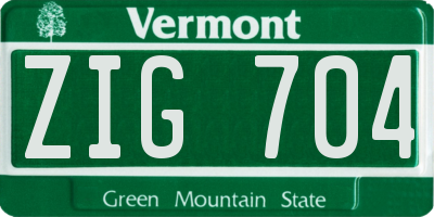 VT license plate ZIG704
