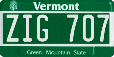 VT license plate ZIG707