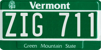 VT license plate ZIG711