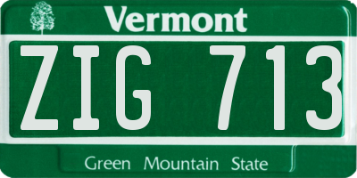 VT license plate ZIG713
