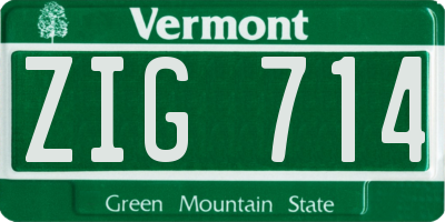 VT license plate ZIG714