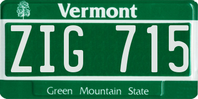 VT license plate ZIG715