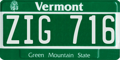 VT license plate ZIG716