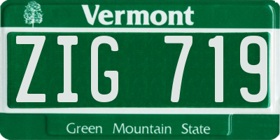 VT license plate ZIG719
