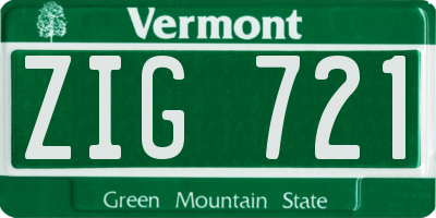VT license plate ZIG721