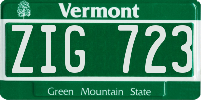 VT license plate ZIG723