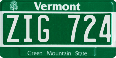 VT license plate ZIG724