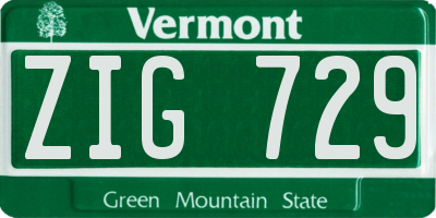 VT license plate ZIG729