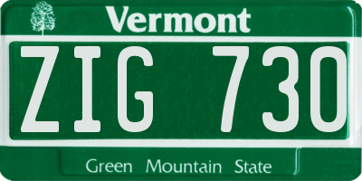 VT license plate ZIG730