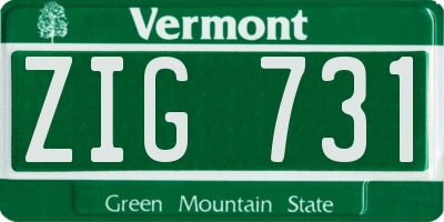 VT license plate ZIG731