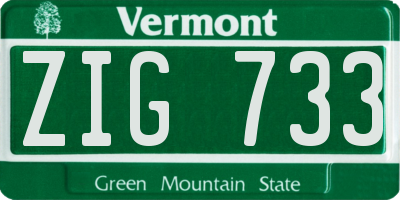 VT license plate ZIG733