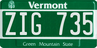 VT license plate ZIG735