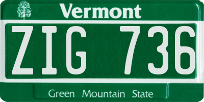VT license plate ZIG736