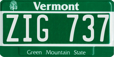 VT license plate ZIG737