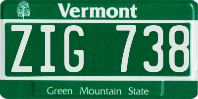 VT license plate ZIG738