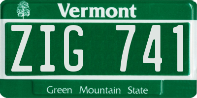 VT license plate ZIG741