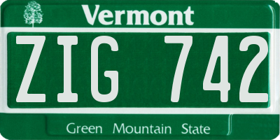 VT license plate ZIG742