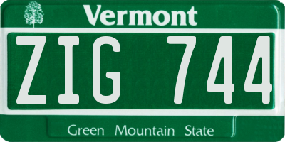VT license plate ZIG744