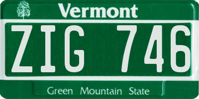 VT license plate ZIG746