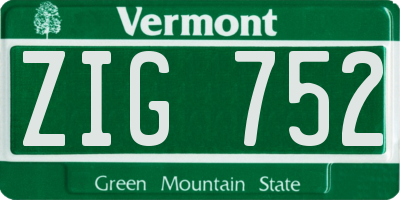 VT license plate ZIG752