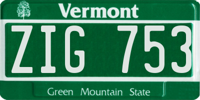 VT license plate ZIG753
