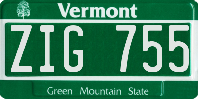 VT license plate ZIG755