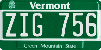 VT license plate ZIG756
