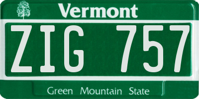 VT license plate ZIG757