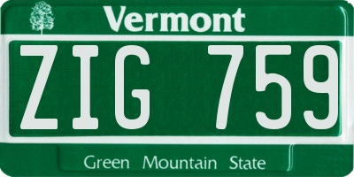 VT license plate ZIG759