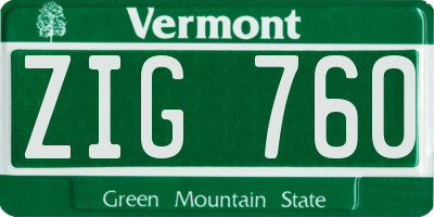 VT license plate ZIG760