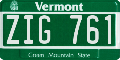 VT license plate ZIG761