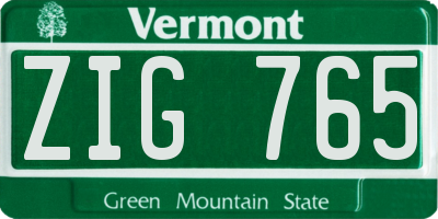 VT license plate ZIG765