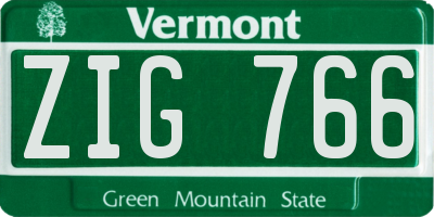 VT license plate ZIG766