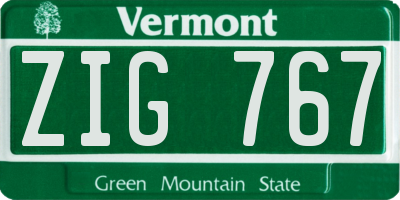 VT license plate ZIG767