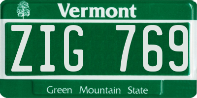VT license plate ZIG769