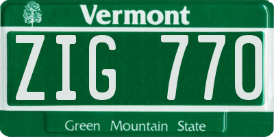 VT license plate ZIG770