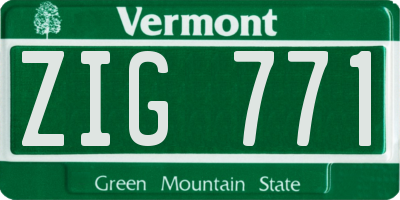 VT license plate ZIG771