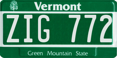 VT license plate ZIG772