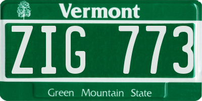 VT license plate ZIG773